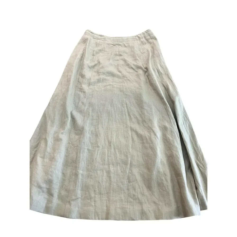Classiques For Nordstrom Women's Cream A-Line Midi Skirt Size 14